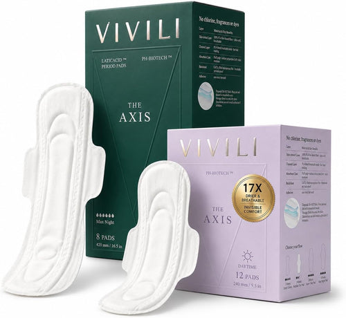 VIVILI Day and Night Pads Combo, 8 overnight 16.5 inch and 12 regular 9.5 inch